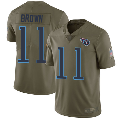 Nike Titans #11 A.J. Brown Olive Men's Stitched NFL Limited 2017 Salute To Service Jersey