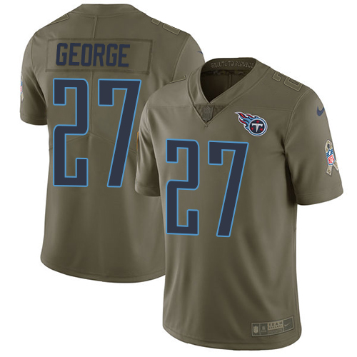 Nike Titans #27 Eddie George Olive Men's Stitched NFL Limited 2017 Salute to Service Jersey