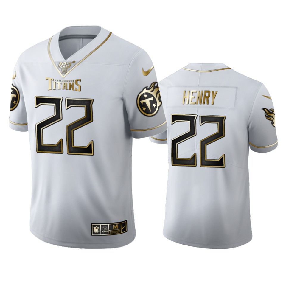 Tennessee Titans #22 Derrick Henry Men's Nike White Golden Edition Vapor Limited NFL 100 Jersey