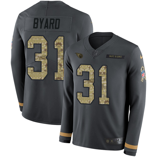 Nike Titans #31 Kevin Byard Anthracite Salute to Service Men's Stitched NFL Limited Therma Long Sleeve Jersey
