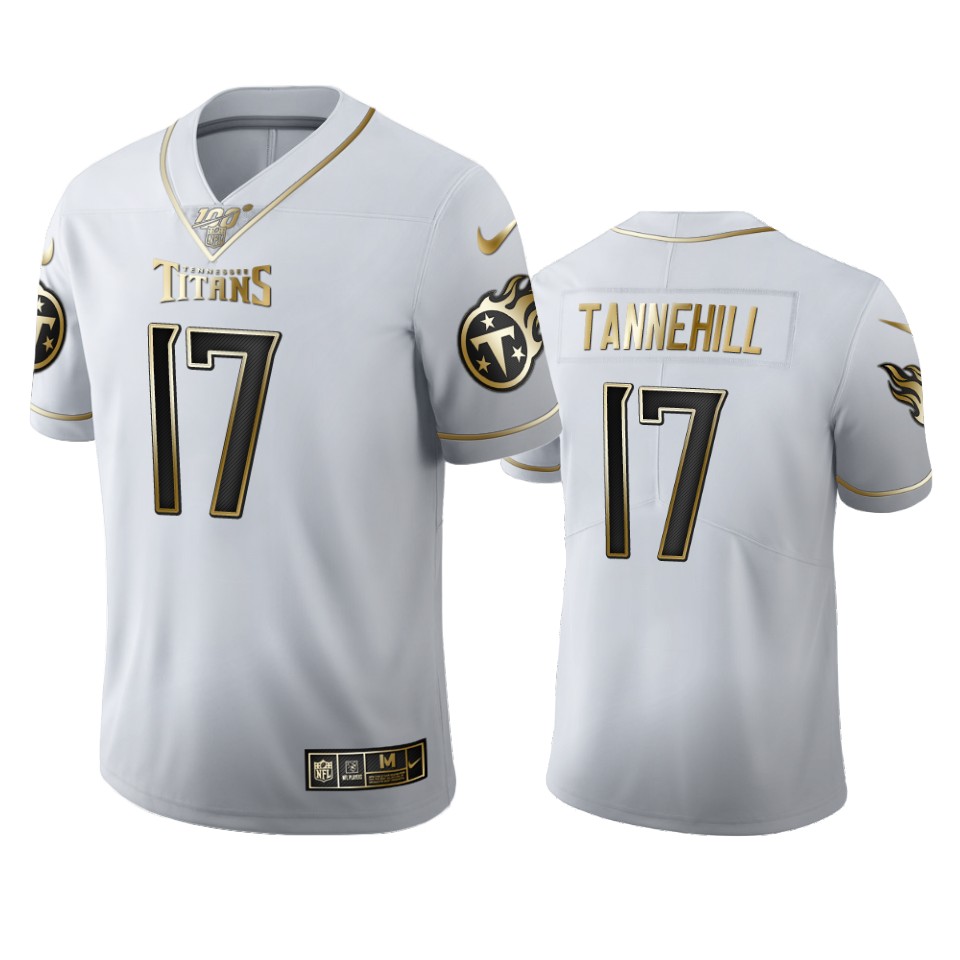 Tennessee Titans #17 Ryan Tannehill Men's Nike White Golden Edition Vapor Limited NFL 100 Jersey