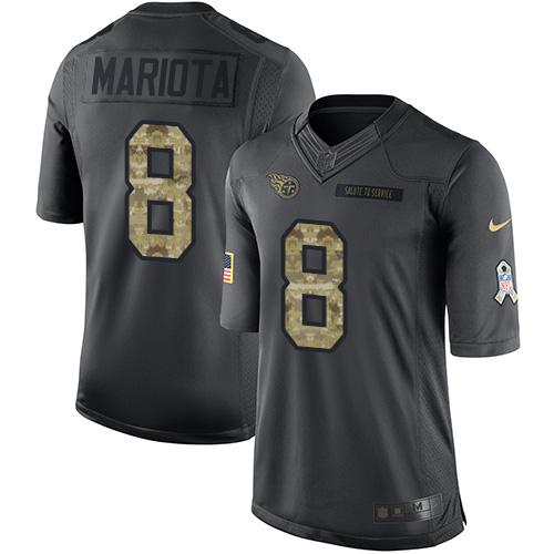 Nike Titans #8 Marcus Mariota Black Men's Stitched NFL Limited 2016 Salute To Service Jersey