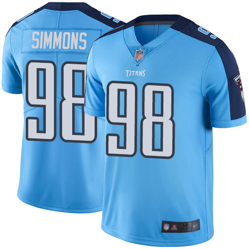 Nike Titans #98 Jeffery Simmons Light Blue Men's Stitched NFL Limited Rush Jersey
