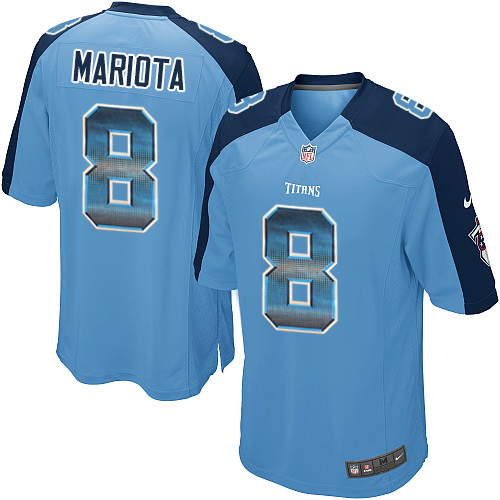 Nike Titans #8 Marcus Mariota Light Blue Alternate Men's Stitched NFL Limited Strobe Jersey
