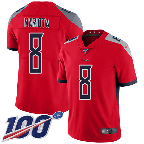 Nike Titans #8 Marcus Mariota Red Men's Stitched NFL Limited Inverted Legend 100th Season Jersey