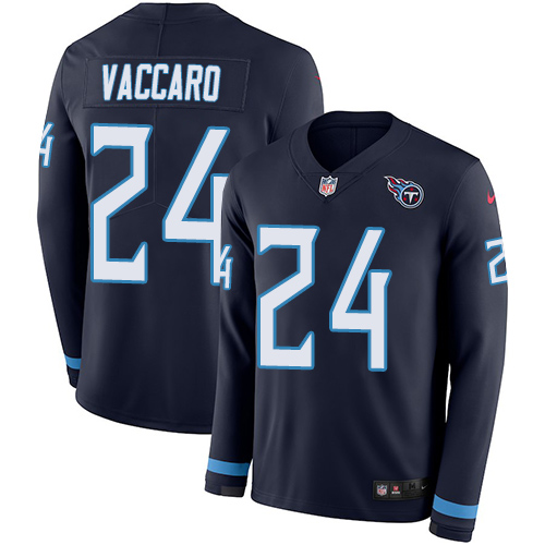 Nike Titans #24 Kenny Vaccaro Navy Blue Team Color Men's Stitched NFL Limited Therma Long Sleeve Jersey