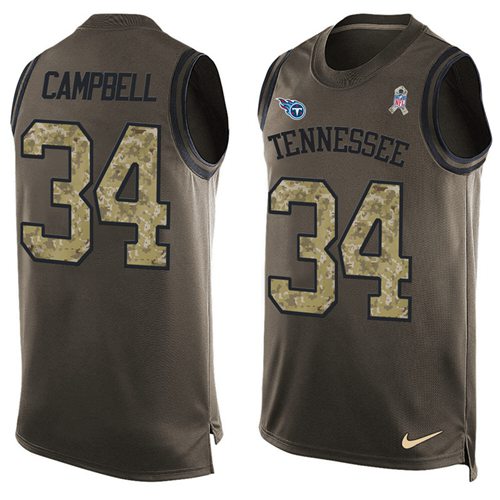 Nike Titans #34 Earl Campbell Green Men's Stitched NFL Limited Salute To Service Tank Top Jersey