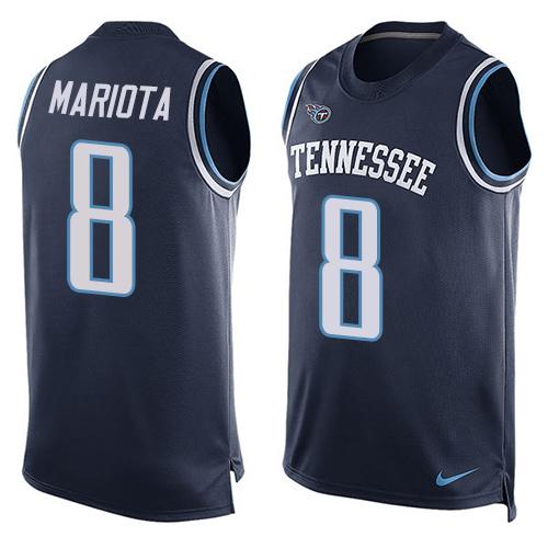 Nike Titans #8 Marcus Mariota Navy Blue Team Color Men's Stitched NFL Limited Tank Top Jersey