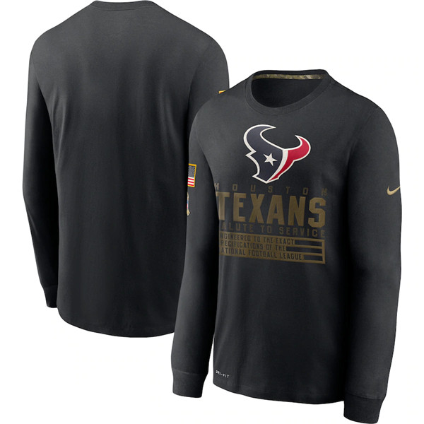 Men's Houston Texans Black Salute To Service Sideline Performance Long Sleeve T-Shirt 2020