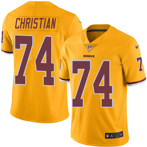 Nike Redskins #74 Geron Christian Gold Men's Stitched NFL Limited Rush Jersey