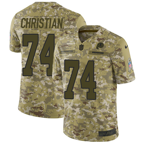Nike Redskins #74 Geron Christian Camo Men's Stitched NFL Limited 2018 Salute To Service Jersey