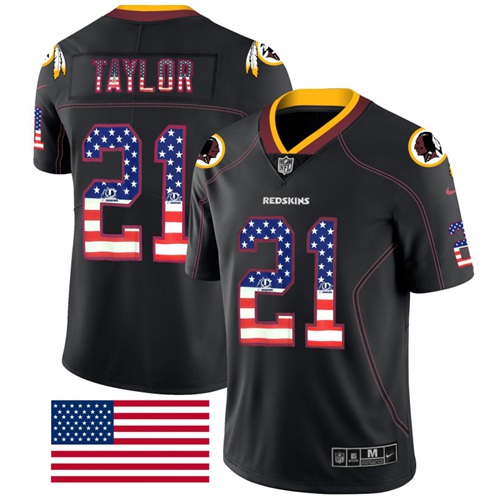Nike Redskins #21 Sean Taylor Black Men's Stitched NFL Limited Rush USA Flag Jersey