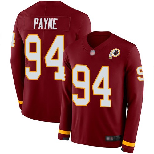 Nike Redskins #94 Da'Ron Payne Burgundy Red Team Color Men's Stitched NFL Limited Therma Long Sleeve Jersey