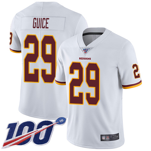 Nike Redskins #29 Derrius Guice White Men's Stitched NFL 100th Season Vapor Limited Jersey