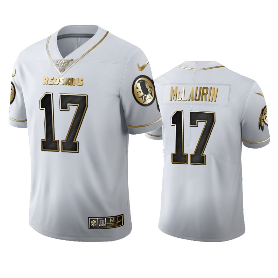 Washington Redskins #17 Terry McLaurin Men's Nike White Golden Edition Vapor Limited NFL 100 Jersey