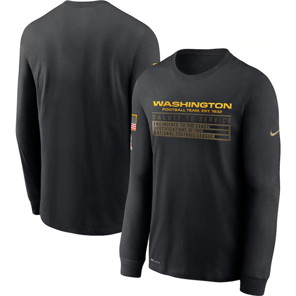 Men's Washington Football Team Black Salute To Service Sideline Performance Long Sleeve T-Shirt 2020