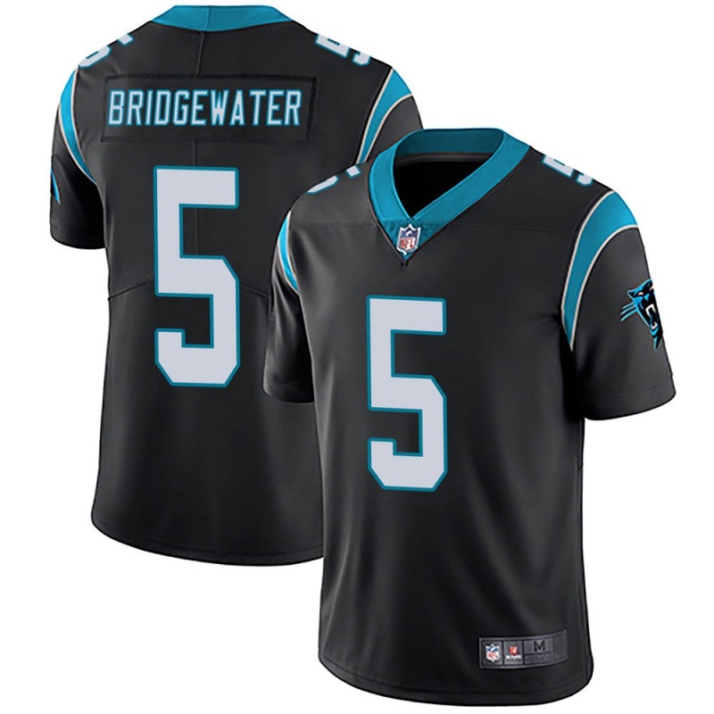 Men's Carolina Panthers Black #5 Teddy Bridgewater New Vapor Untouchable Limited Stitched Jersey