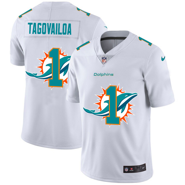 Men's Miami Dolphins White #1 Tua Tagovailoa Stitched Jersey