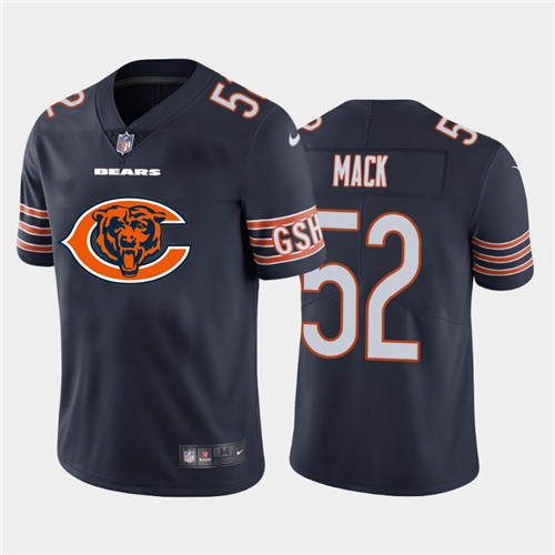 Men's Chicago Bears #52 Khalil Mack Navy 2020 Team Big Logo Limited Stitched Jersey