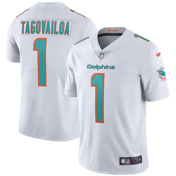 Men's Miami Dolphins #1 Tua Tagovailoa 2020 White Vapor Limited Stitched NFL Jersey