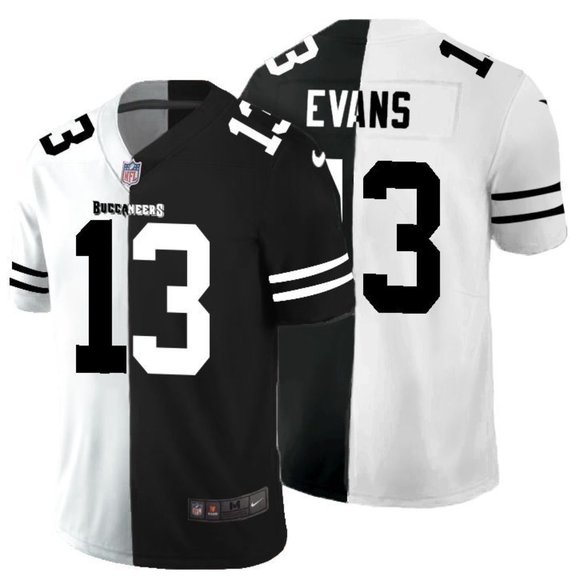 Men's Tampa Bay Buccaneers Black & White Split #13 Mike Evans Limited Stitched Jersey