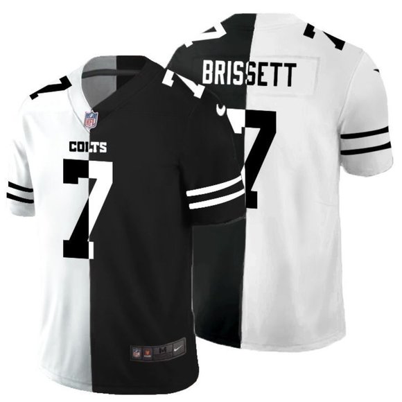 Men's Indianapolis Colts Black & White Split #7 Jacoby Brissett Limited Stitched Jersey