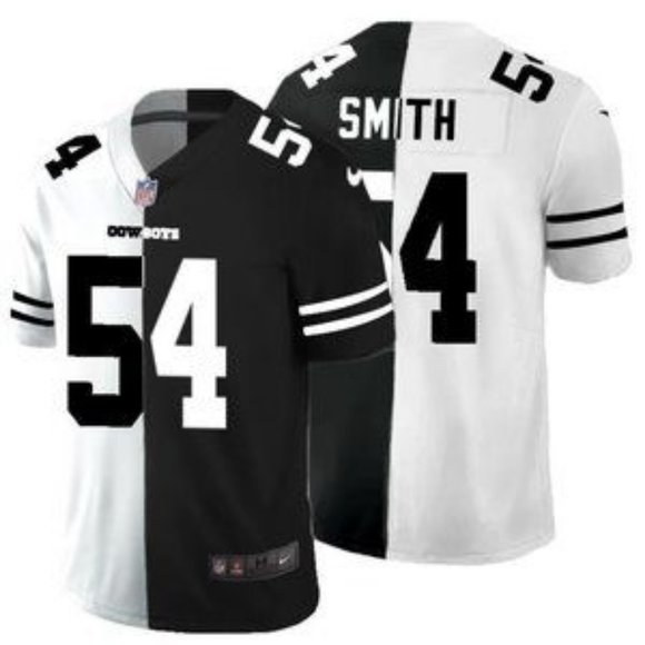 Men's Dallas Cowboys Black & White Split #54 Jaylon Smith Limited Stitched Jersey