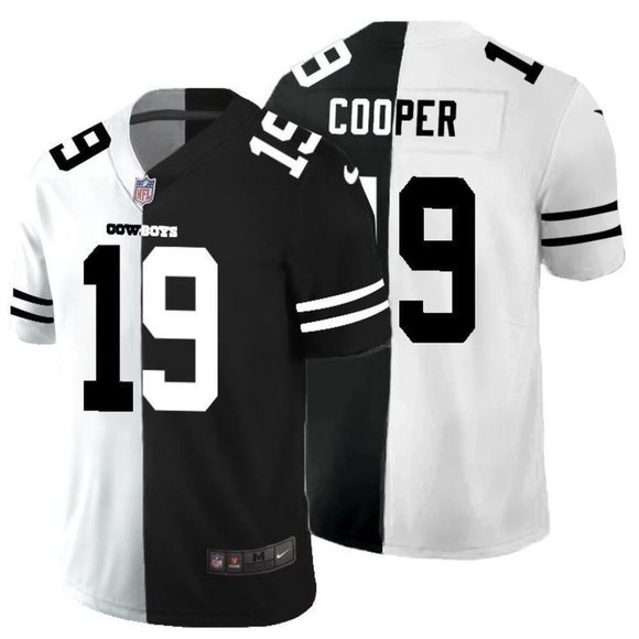 Men's Dallas Cowboys Black & White Split #19 Amari Cooper Limited Stitched Jersey