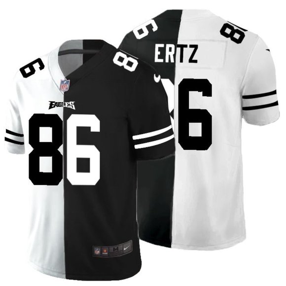Men's Philadelphia Eagles Black & White Split #86 Zach Ertz Limited Stitched Jersey