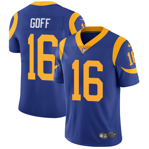 Men's Los Angeles Rams #16 Jared Goff 2020 Royal Blue Vapor Limited Stitched NFL Jersey
