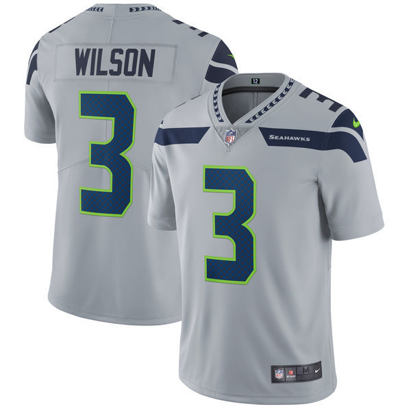 Men's Seattle Seahawks #3 Russell Wilson Gray Vapor Untouchable Limited Stitched NFL Jersey