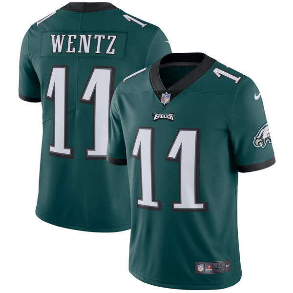 Men's Philadelphia Eagles #11 Carson Wentz Midnight Green Vapor Untouchable Limited Stitched NFL Jersey