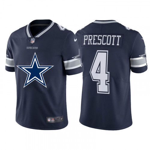 Men's Dallas Cowboys #4 Dak Prescott Navy 2020 Team Big Logo Limited Stitched Jersey