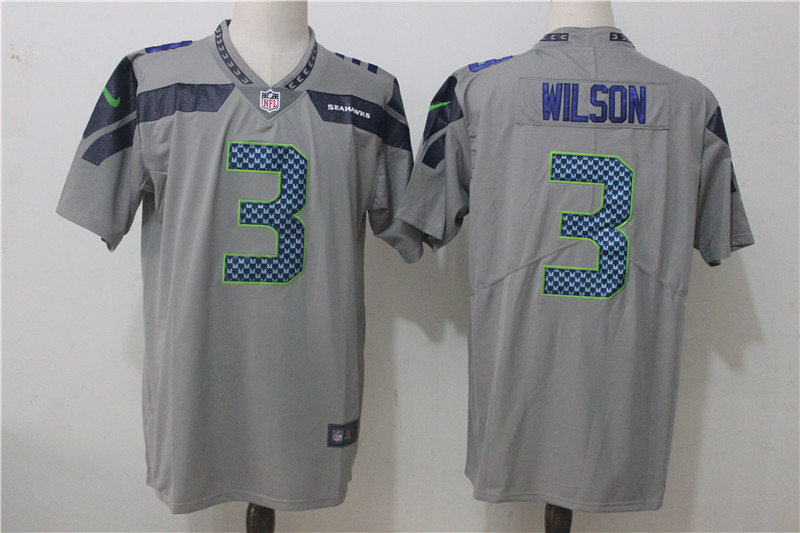 Men's Seattle Seahawks #3 Russell Wilson Gray Stitched NFL Vapor Untouchable Limited jersey