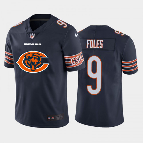 Men's Chicago Bears #9 Foles Navy 2020 Team Big Logo Limited Stitched Jersey
