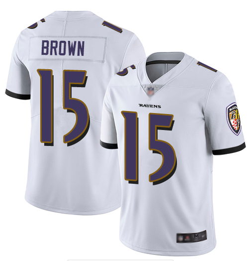 Men's Baltimore Ravens #15 Marquise Brown White Vapor Untouchable Limited NFL Jersey