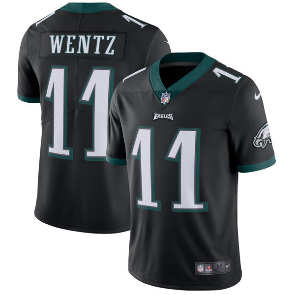 Men's Philadelphia Eagles #11 Carson Wentz Black Vapor Untouchable Limited Stitched NFL Jersey