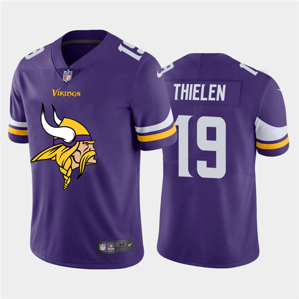 Men's Minnesota Vikings #19 Adam Thielen Purple 2020 Team Big Logo Limited Stitched Jersey