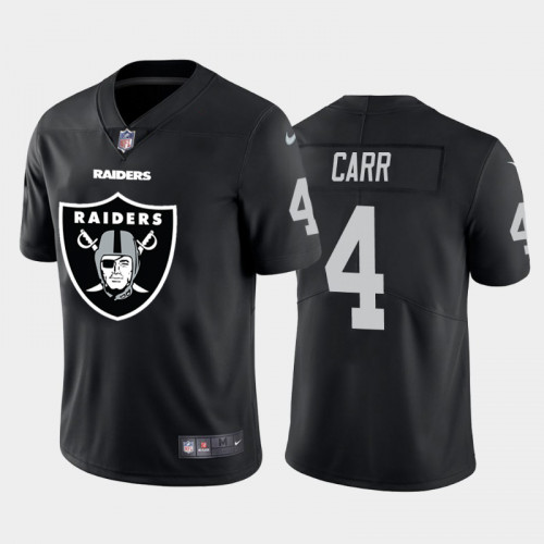 Men's Oakland Raiders #4 Derek Car Black 2020 Team Big Logo Limited Stitched Jersey