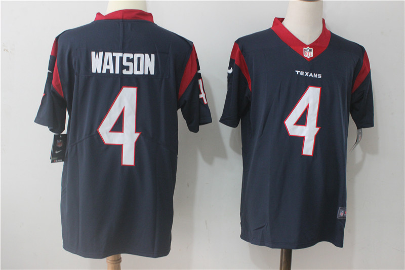 Men's Houston Texans #4 Deshaun Watson Navy Blue Team Color Stitched NFL Vapor Untouchable Limited Jersey
