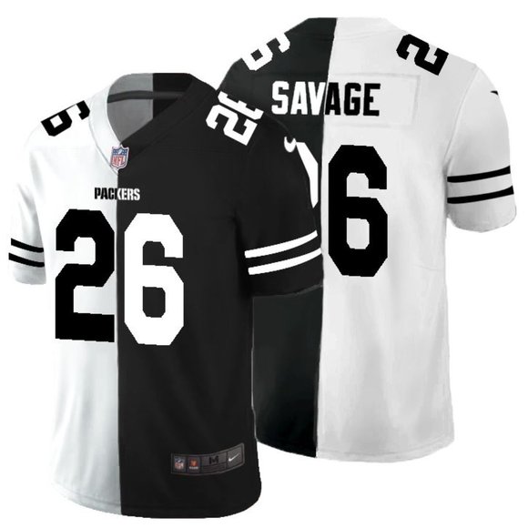 Men's Green Bay Packers Black & White Split #26 Darnell Savage Limited Stitched Jersey