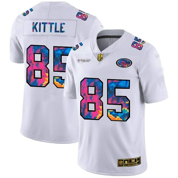 Men's San Francisco 49ers #85 George Kittle White 2020 Crucial Catch Limited Stitched NFL Jersey
