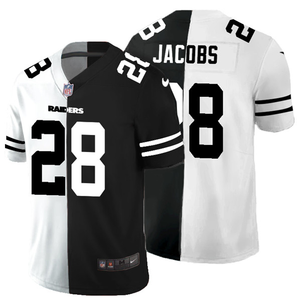 Men's Las Vegas Raiders Black & White Split #28 Josh Jacobs Vapor Untouchable Limited Stitched Jersey