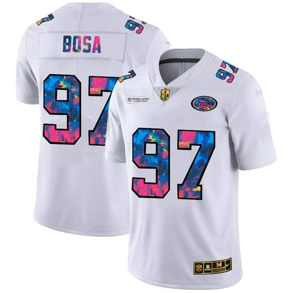 Men's San Francisco 49ers #97 Nick Bosa White 2020 Crucial Catch Limited Stitched NFL Jersey