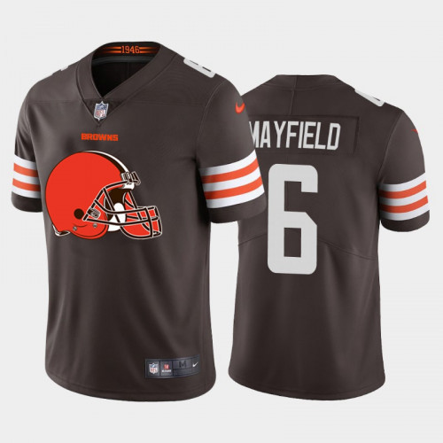 Men's Cleveland Browns #6 Baker Mayfield. Brown 2020 Team Big Logo Limited Stitched Jersey