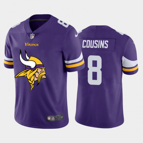 Men's Minnesota Vikings #8 Kirk Cousins Purple 2020 Team Big Logo Limited Stitched Jersey