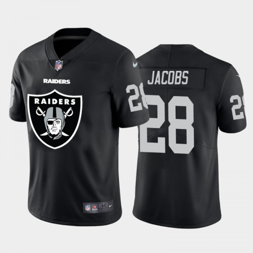 Men's Oakland Raiders #28 Josh Jacobs Black 2020 Team Big Logo Limited Stitched Jersey