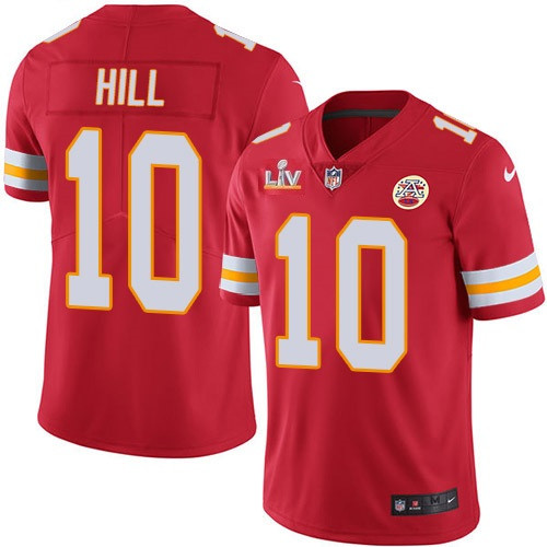 Men's Kansas City Chiefs #10 Tyreek Hill Red 2021 Super Bowl LV Stitched Jersey