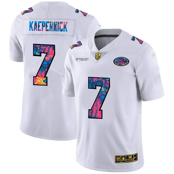 Men's San Francisco 49ers #7 Colin Kaepernick White 2020 Crucial Catch Limited Stitched NFL Jersey
