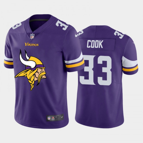 Men's Minnesota Vikings #33 Dalvin Cook Purple 2020 Team Big Logo Limited Stitched Jersey